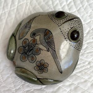 Large KE Ken Edwards Mexico Pottery Painted Frog Tonala Ceramic Art Southwest